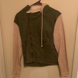 Olive Green Jacket w/ Knitted Sleeves
